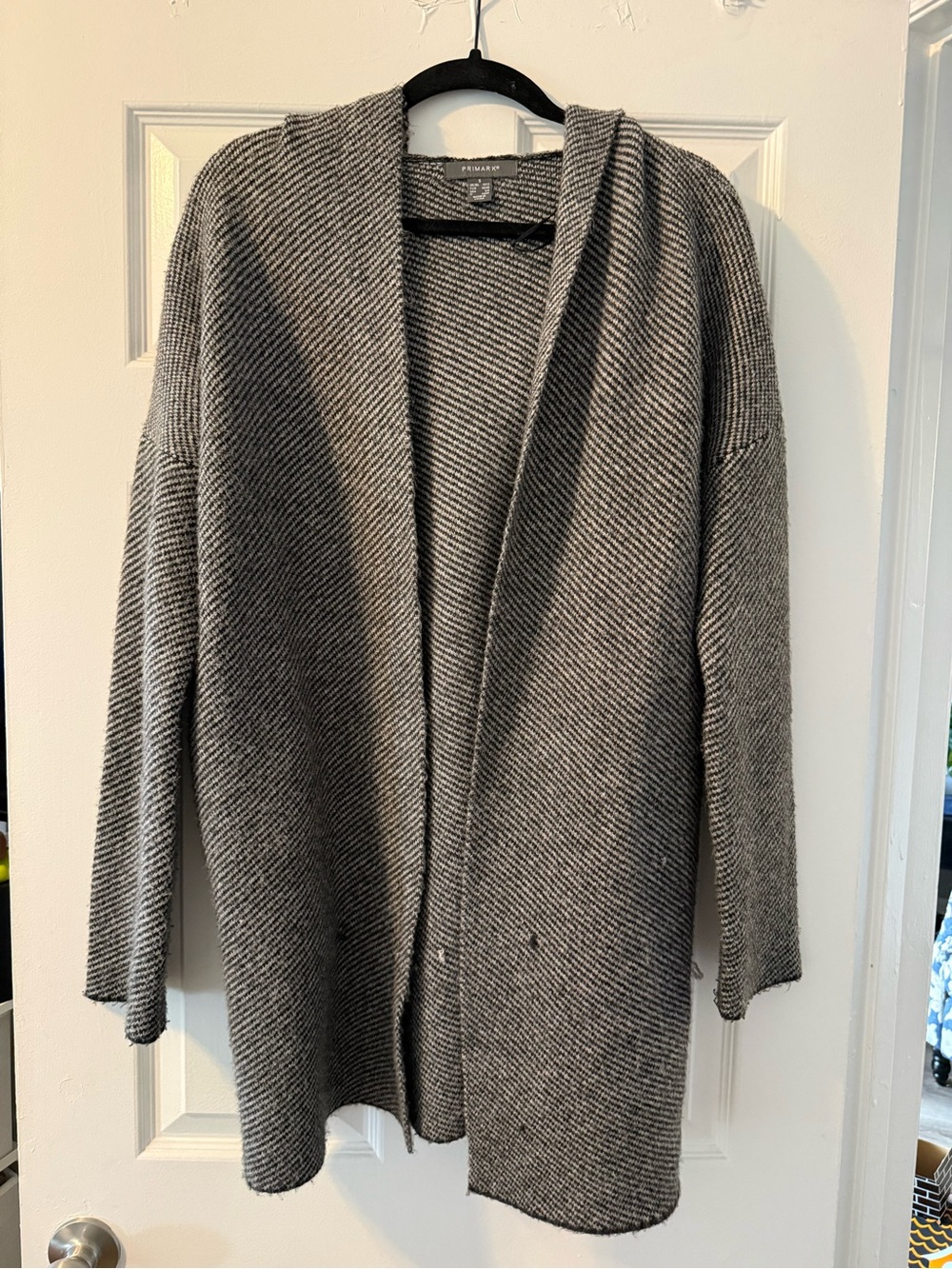 Open-Front Gray Knit Cardigan Jacket